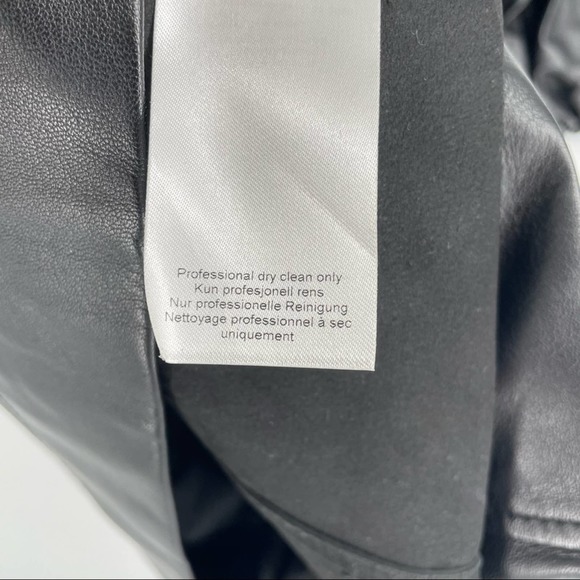 Ganni Puff Sleeve V Neck 100% Lamb Leather Dress - Picture 7 of 13